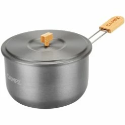CAMPZ Aluminium Cooking Set with Bamboo Handles grey/brown -Cooking Sets Sales Store campz aluminium cooking set with bamboo handles grey brown 3