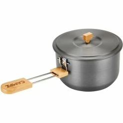 CAMPZ Aluminium Cooking Set with Bamboo Handles grey/brown -Cooking Sets Sales Store campz aluminium cooking set with bamboo handles grey brown 4