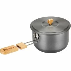 CAMPZ Aluminium Cooking Set with Bamboo Handles grey/brown -Cooking Sets Sales Store campz aluminium cooking set with bamboo handles grey brown 5