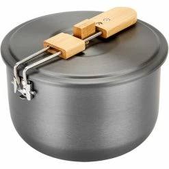 CAMPZ Aluminium Cooking Set with Bamboo Handles grey/brown -Cooking Sets Sales Store campz aluminium cooking set with bamboo handles grey brown 6