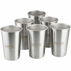 CAMPZ Stacking Cup Set Stainless Steel 6-Pieces silver