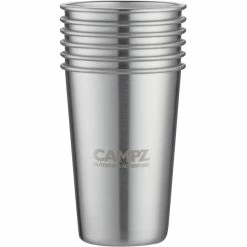 CAMPZ Stacking Cup Set Stainless Steel 6-Pieces silver -Cooking Sets Sales Store campz stapelbecher set edelstahl 6 stueck silber 3