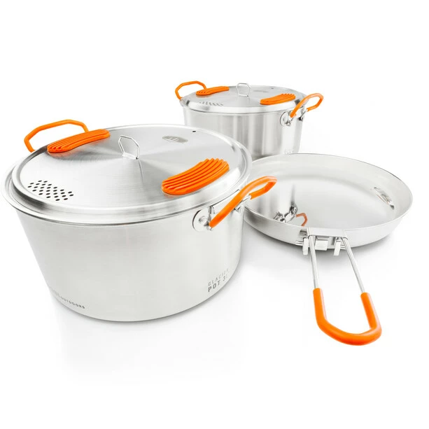 GSI Glacier Stainless Base Camper Cookware Set Medium 1 GSI Glacier Stainless Base Camper Cookware Set Medium